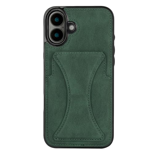 SUPWALL Kompatibel mit iPhone 16, Brieftaschen-Schutzhülle mit Kartenhalter, ultradünn, Standunterstützung, Premium-PU-Leder, Ständer, Kartenfächer, langlebig, stoßfest, Grün von SUPWALL