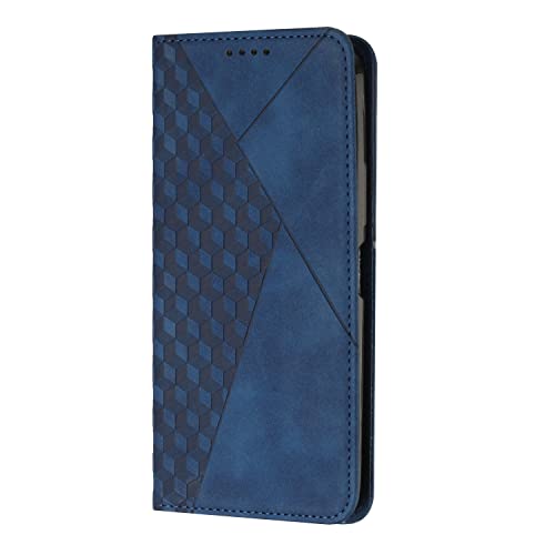 SUPWALL Schutzhülle für iPhone 16 Plus, Brieftaschenformat, Rautenhautgefühl, starke magnetische Lederhülle, mit Kartenfächern, Ständer, Flip-Schutzhülle, Blau von SUPWALL