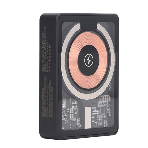 Magnetic Wireless Power Bank, Schnell Lade Magnetisch Drahtloser Power Bank Tragbares Ladegerät für Outdoor -Camping mit 15 -W -Drahtloser Schnellladung, Transparente Schale von SUPYINI