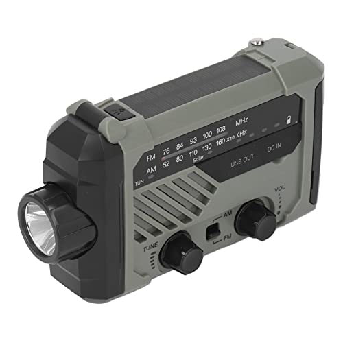 Notfallradio, Solar Hand Crank Radio Multifunktion AM FM USB Wiederaufladbare Power Bank Wetterradio mit LED -Taschenlampe für Camping, Überleben, Notfall (OD grün) von SUPYINI
