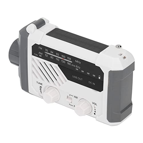 Notfallradio, Solar Hand Crank Radio Multifunktion AM FM USB Wiederaufladbare Power Bank Wetterradio mit LED -Taschenlampe für Camping, Überleben, Notfall (Weiß) von SUPYINI