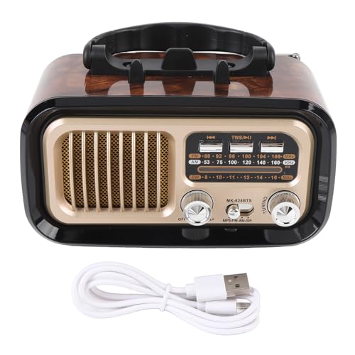 Retro -Radio mit Bluetooth -Lautsprecher, Speicherkarte, USB -Wiedergabe, Solar -Batterieantrieb Wiederaufladbarer Tragbares AM -FM -Radio für Outdoor Camping (Schwarz) von SUPYINI