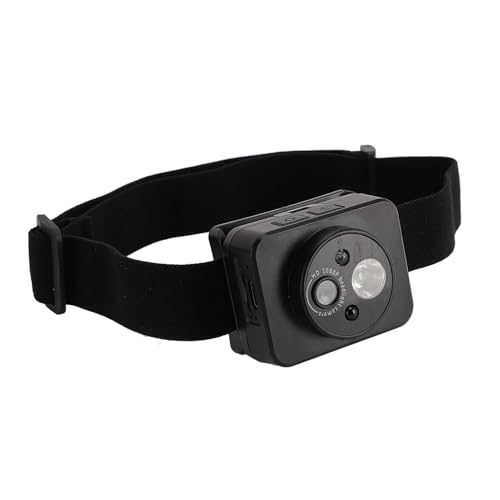 SUPYINI 1080P LED-Stirnlampenkamera mit 45 Grad Verstellbarem Winkel, Tragbarer Camcorder Zum Radfahren und Laufen, Am Kopf Montierter Videorecorder mit Taschenlampe von SUPYINI