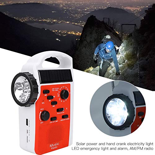 Solar Radio Handkurbel mit AM FM, LED -Taschenlampe, Mobiltelefon -Strombank, Notalarm -Tragbar, für Notfälle, Reisen, Reisen (Rot) von SUPYINI