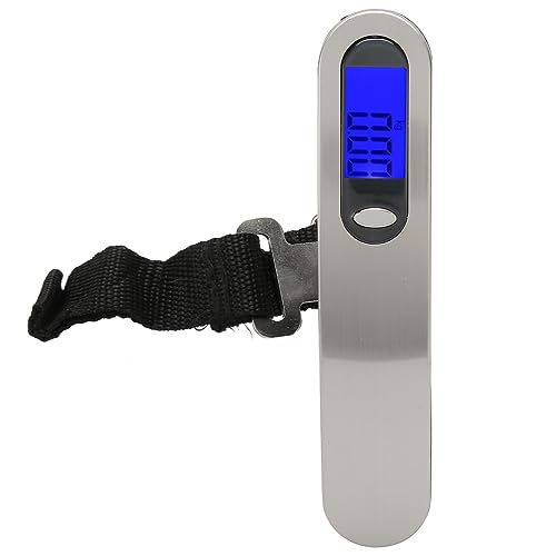 Tragbare Digitale Gepäckwaage, Hängende Gepäckwaage, Edelstahl mit LCD, Bandstil für 50 Kg Gepäck mit Nylonschnalle und Elastischem Gurt von SUPYINI