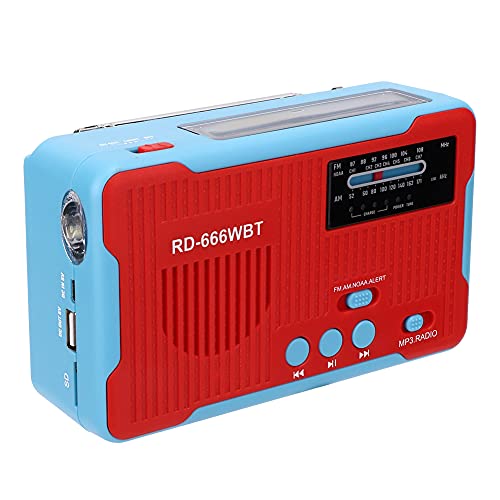 Tragbare Solarhand -Kurbel -Radiounterstützung FM/AM NOAA, LED -Taschenlampe, Notfallladung Jederzeit, Solar -Batterie -Ladung für Erdbeben und (Rot) von SUPYINI