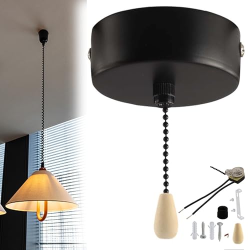 SUQ Doppelt Wege Lichtschalter mit Zugschnur 2m, Decken-Hängeleuchte Schnur Zugschnur, Badezimmer Zubehör, Badezimmer Kronleuchter Zubehör, Badezimmer Deckenleuchte Pull Cord Schalter mit Kette Kit SUQ Doppelt Wege Lichtschalter mit Zugschnur 2m, Decken-Hängeleuchte Schnur Zugschnur, Badezimmer Zubehör, Badezimmer Kronleuchter Zubehör, Badezimmer Deckenleuchte Pull Cord Schalter mit Kette Kit von SUQ