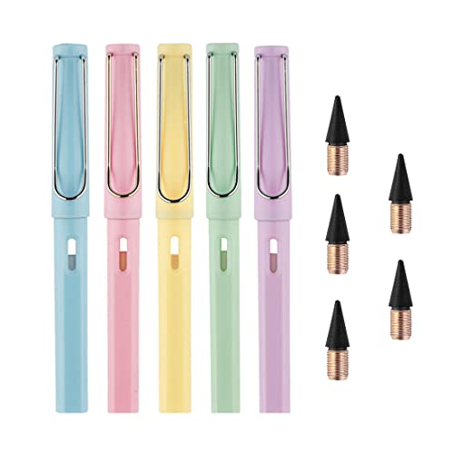 SURALIN 5er-Pack Tintenlose Bleistifte Langlebiger Magic Pencil Pencil Set Unbegrenzte Bleistifte infinity pencil,Mit 5 Auswechselbaren Spitzen von SURALIN