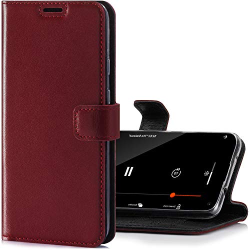 SURAZO Handyhülle für Apple iPhone 12 & iPhone 12 Pro – Premium Echtleder Hülle Schutzhülle mit [Standfunktion, Kartenfach, RFID Schutz] – Handmade Klappbar Klapphülle Wallet case (Costa Rot) von SURAZO