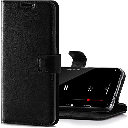 SURAZO Handyhülle für Samsung Galaxy A52 A52s 5G – Premium Echtleder Hülle Schutzhülle mit [Standfunktion, Kartenfach, RFID Schutz] – Klappbar Klapphülle Wallet case Handmade in Europa (Costa Schwarz) von SURAZO