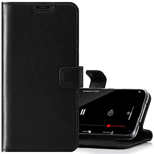 SURAZO Handyhülle für Samsung Galaxy S21 5G – Premium Echtleder Hülle Schutzhülle mit [Standfunktion, Kartenfach, RFID Schutz] Klappbar Klapphülle Wallet case Handmade in Europe (Costa Schwarz) von SURAZO