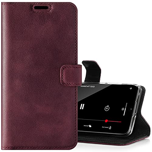SURAZO Handyhülle für Samsung S21 Ultra – Premium Echtleder Hülle Schutzhülle mit [Standfunktion, Kartenfach, RFID Schutz] – Klapphülle Wallet case Handmade für Samsung Galaxy S21 Ultra 5G (Burgund) von SURAZO
