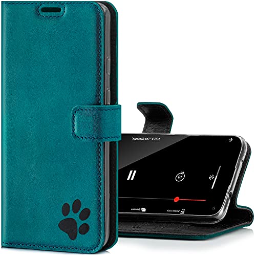 SURAZO Handyhülle für iPhone 12 Pro Max – Premium RFID Echt Lederhülle Schutzhülle mit Pfotenmotiv – Türkis Wildleder Klapphülle Wallet case mit Standfunktion Handmade für Apple iPhone 12 Pro Max SURAZO Handyhülle für iPhone 12 Pro Max – Premium RFID Echt Lederhülle Schutzhülle mit Pfotenmotiv – Türkis Wildleder Klapphülle Wallet case mit Standfunktion Handmade für Apple iPhone 12 Pro Max von SURAZO