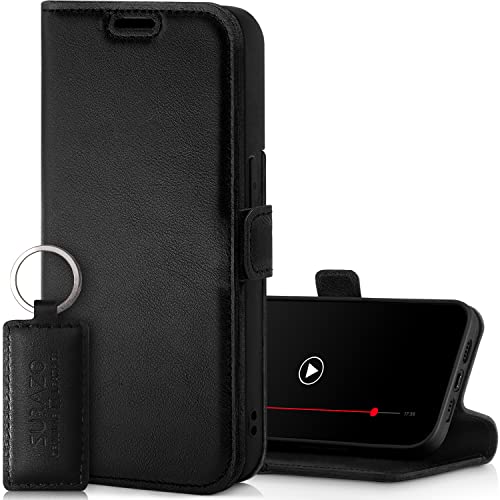 SURAZO Premium 2.0 Handyhülle für Apple iPhone 14 Plus Hülle Leder – Klappbare Echtleder Schutzhülle Magnet, Kartenfach, RFID Schutz, Keyring Klapphülle Wallet Case Cover Lederhülle (Costa Schwarz) SURAZO Premium 2.0 Handyhülle für Apple iPhone 14 Plus Hülle Leder – Klappbare Echtleder Schutzhülle Magnet, Kartenfach, RFID Schutz, Keyring Klapphülle Wallet Case Cover Lederhülle (Costa Schwarz) von SURAZO
