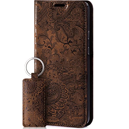 SURAZO Smart Magnet Handyhülle für Samsung Galaxy S20 FE 5G 4G – Premium Echtleder Hülle Schutzhülle mit [Kartenfach, RFID Schutz] – Klapphülle Wallet case Handmade in Europe (Ornament Braun) von SURAZO