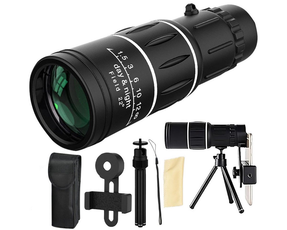SURFOU Monokular Fernrohr Fernglas Erwachsene Teleskop Kinder Telescope Zoom Monokular (16 x 52 Zoom, Smartphone Halterung, Stretchable Stativ set für Outdoor) von SURFOU