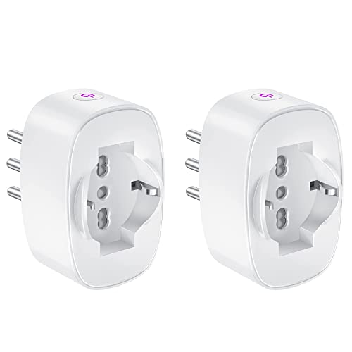 SURFOU Smart WiFi-Steckdose, intelligente italienische Steckdose Typ L mit Timer, kompatibel mit Alexa und Google Home, Zeitschaltuhr mit Verbrauchsmesser, Smart Life/Tuya, 2 Stück von SURFOU