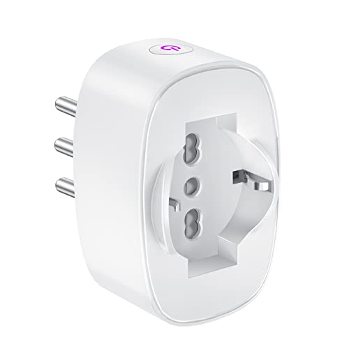 SURFOU Smart WiFi-Steckdose, intelligente italienische Steckdose Typ L mit Timer, kompatibel mit Alexa und Google Home, Zeitschaltfunktion mit Verbrauchsmesser, App Smart Life/Tuya, 16 A von SURFOU