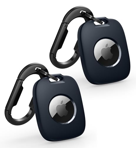 SURITCH Airtag Anhänger,2 Stück Air Tages Apple Anhänger AirTag Hülle mit Schlüsselanhänger Karabiner Tragbar Keyring Abdeckung Schutzhülle Kompatibel mit Air Tag(Blau+Blau) von SURITCH