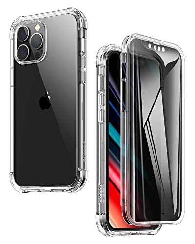 SURITCH Für iPhone 13 Pro Hülle Schutzhülle [Eingebaute Sichtschutzfolie] 360° Stoßfest Transparent Front Und Rückenschutz Handyhülle TPU Bumper Eingebautem Displayschutz für iPhone 13 Pro 6,1 Zoll von SURITCH