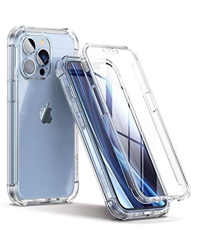 SURITCH Handyhülle für iPhone 13 Pro Hülle 6,1 Zoll, Klar Case Silikon Eingebauter Displayschutz, Stoßfester 360 Grad Ganzkörper Hartschale Keine Vergilbungen - Transparente von SURITCH