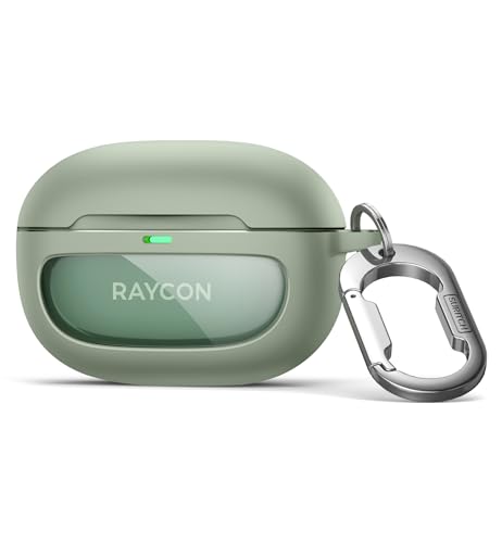 SURITCH Hülle Kompatibel mit Raycon Everyday Ohrhörer (2024 Ausgabe),Stoßfest Magnetisch Schutzhülle mit Magnetisches Schloss & Karabiner & Schlüsselbund & Unterstützt drahtloses Laden, Grün von SURITCH