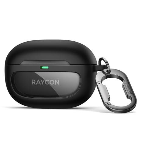 SURITCH Hülle Kompatibel mit Raycon Everyday Ohrhörer (2024 Ausgabe),Stoßfest Magnetisch Schutzhülle mit Magnetisches Schloss & Karabiner & Schlüsselbund & Unterstützt drahtloses Laden, Schwarz von SURITCH
