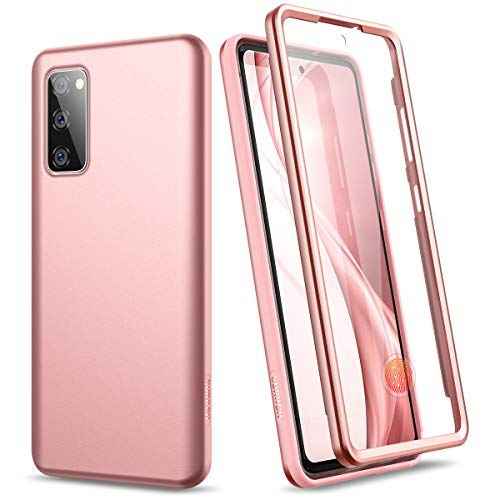SURITCH Hülle für Samsung Galaxy S20 FE Handyhülle Bumper Glitzer Case Stossfest Case 360 Grad Schutzhülle Cover mit Integriertem Displayschutz (Rose Gold) von SURITCH