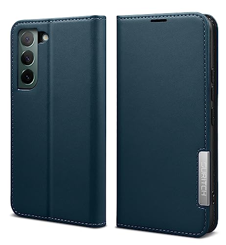 SURITCH Hülle für Samsung Galaxy S22, Schutzhülle/Klapphülle Flip Leder Hülle Stoßfeste Tasche mit Standfunktion Handyhülle mit Kartenfächer Magnetverschlüsse für Samsung Galaxy S22 5G(Blaugrün) von SURITCH