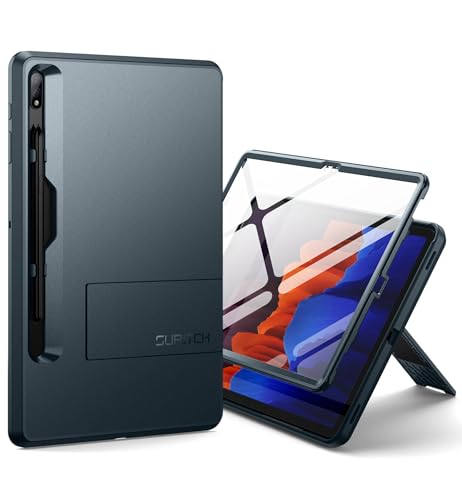 SURITCH Hülle für Samsung Galaxy Tab S7 FE 2021 / S8 Plus 2022 / S7 Plus 2020 12,4 Zoll Robust Stoßfeste Schutzhülle mit Displayschutzfolie & Verstellbarer Ständer & S Pen Halter (Grün) von SURITCH