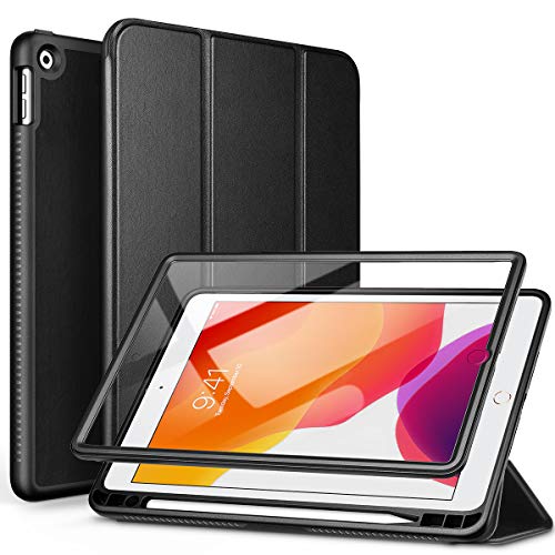 SURITCH Hülle für iPad 10,2 Hülle (iPad 9./8./7. Generation) Schutzhülle mit Eingebaut Displayschutz und Pencil Halter Case mit Ständer Funktion und Auto Schlafen/Wachen für iPad 10.2 Zoll - Schwarz von SURITCH