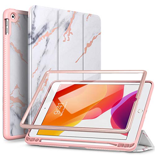 SURITCH Hülle für iPad 10,2 Hülle (iPad 9./8./7. Generation) Schutzhülle mit Eingebaut Displayschutz und Pencil Halter Case mit Ständer Funktion und Auto Schlafen/Wachen für iPad 10.2 Zoll - Marmor von SURITCH