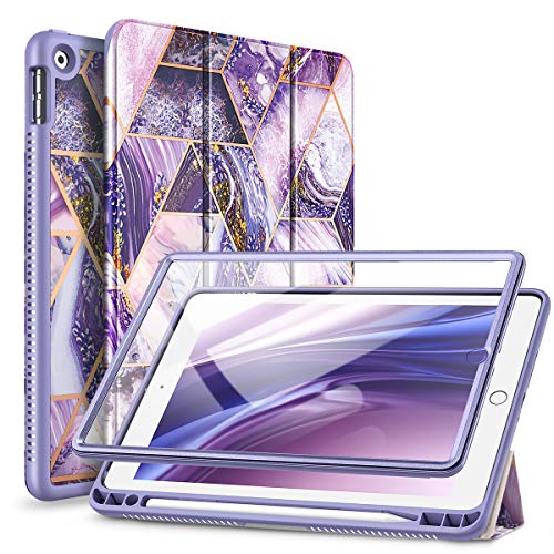 SURITCH Hülle für iPad 10,2 Hülle (iPad 9./8./7. Generation) Schutzhülle mit Eingebaut Displayschutz und Pencil Halter Case mit Ständer Funktion und Auto Schlafen/Wachen für iPad 10.2 Zoll - Lila von SURITCH