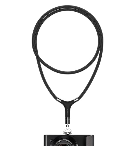 SURITCH Kameragurt Schnellverschluß Universal Kamera Gurt Schultergurt Lanyard mit Edelstahl Schraubverbinder 360° Rotation für 1/4 Zoll Schraubloch für Alle DSLR Kameras (105CM) - Schwarz von SURITCH