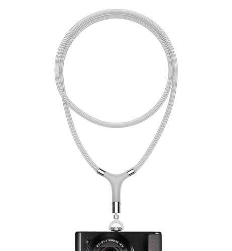 SURITCH Kameragurt Schnellverschluß Universal Kamera Gurt Schultergurt Lanyard mit Edelstahl Schraubverbinder 360° Rotation für 1/4 Zoll Schraubloch für Alle DSLR Kameras (115CM) - Grau von SURITCH