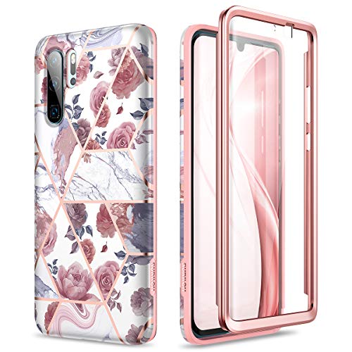 SURITCH Kompatibel mit Huawei P30 Pro Hülle 360 Grad Hüllen mit Integriertem Displayschutz Silikon Komplettschutz Handyhülle Schutzhülle für Huawei P30 Pro Rose von SURITCH