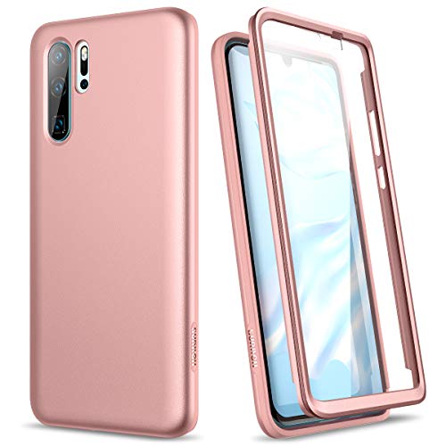 SURITCH Kompatibel mit Huawei P30 Pro Hülle Silikon Hüllen mit Integriertem Displayschutz 360 Grad Bumper Stossfest Handyhülle Schutzhülle für Huawei P30 Pro Rose Gold von SURITCH