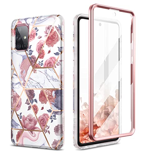 SURITCH Kompatibel mit Samsung Galaxy A71 4G Hülle Marmor Handyhülle mit Integriertem Displayschutz 360 Grad Komplettschutz Schutzhülle für Samsung Galaxy A71 4G (Marmor Rose) von SURITCH