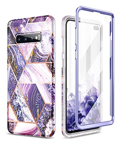 SURITCH Kompatibel mit Samsung Galaxy S10 Plus Hülle Silikon Komplettschutz Handyhülle 360 Grad Hüllen mit Integriertem Displayschutz Schutzhülle für Samsung Galaxy S10 Plus (Lavendel lila) von SURITCH