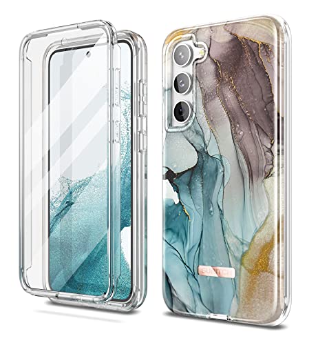 SURITCH Kompatibel mit Samsung Galaxy S23 Plus Hülle Marmor Handyhülle mit Integriertem Displayschutz 360 Grad Komplettschutz Schutzhülle für Samsung Galaxy S23 Plus (Graugrün) von SURITCH