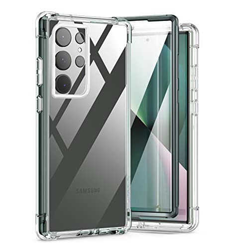 SURITCH Kompatibel mit Samsung Galaxy S23 Ultra 5G Hülle Schutzhülle 360° Stoßfest Transparent Front Und Rückenschutz Handyhülle TPU Bumper Eingebautem Displayschutz für Samsung Galaxy S23 Ultra-Grün von SURITCH