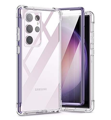 SURITCH Kompatibel mit Samsung Galaxy S23 Ultra Hülle Schutzhülle 360° Stoßfest Transparent Front Und Rückenschutz Handyhülle TPU Bumper Eingebautem Displayschutz für Samsung Galaxy S23 Ultra-Lila von SURITCH