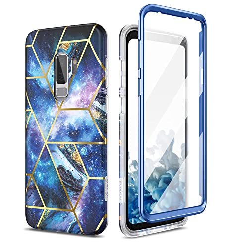 SURITCH Kompatibel mit Samsung Galaxy S9 Plus Hülle Silikon Komplettschutz Handyhülle 360 Grad Hüllen mit Integriertem Displayschutz Schutzhülle für Samsung Galaxy S9 Plus (blau) von SURITCH