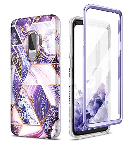 SURITCH Kompatibel mit Samsung S9 Plus Hülle Silikon Hüllen mit Integriertem Displayschutz 360 Grad Bumper Stossfest Handyhülle Schutzhülle für Samsung Galaxy S9 Plus Lavendel lila von SURITCH