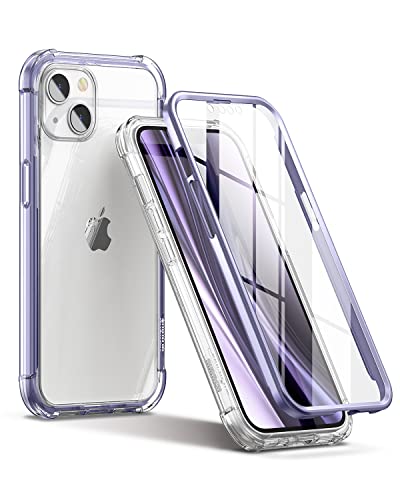 SURITCH Kompatibel mit iPhone 13 Hülle Schutzhülle 360°Stoßfest Transparent Front Und Rückenschutz Handyhülle TPU Bumper Eingebautem Displayschutz für iPhone 13 6,1 Zoll (Lila) von SURITCH