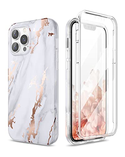 SURITCH Kompatibel mit iPhone 13 pro max Hülle 360 Grad Hüllen mit Integriertem Displayschutz Silikon Komplettschutz Handyhülle Schutzhülle für iPhone 13 pro max Hülle (Marmor Gold) von SURITCH