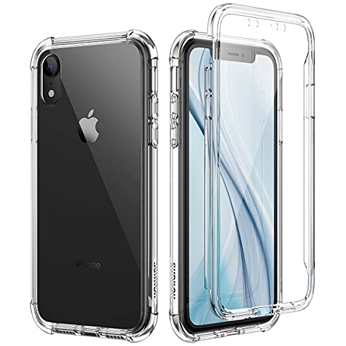 SURITCH Kompatibel mit iPhone XR Hülle 360 Stoßfest【Eingebaute Displayschutzfolie】 Voll Hybrid Schutz PC Hartschale+Weicher TPU Gummi Stoßfänger Robuste Hülle für iPhone XR 6,1 Zoll (Transparent) von SURITCH