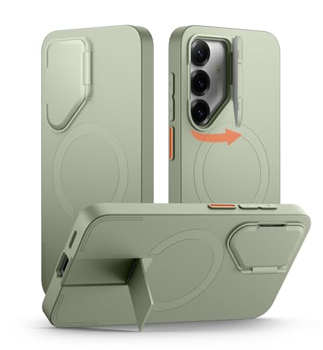 SURITCH Magnetisch Hülle Kompatibel mit Samsung Galaxy S25 5G Handyhülle mit Metall Ständer & Kameraschutz Stoßfest Schutzhülle Kratzfest Case für Galaxy S25 (Grün) von SURITCH