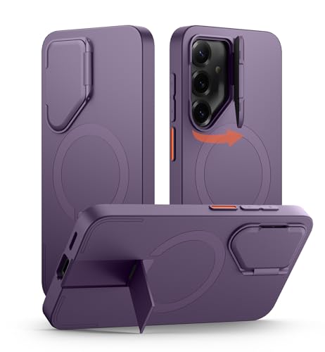 SURITCH Magnetisch Hülle Kompatibel mit Samsung Galaxy S25 Plus 5G Handyhülle mit Metall Ständer & Kameraschutz Stoßfest Schutzhülle Kratzfest Case für Galaxy S25 Plus (Lila) von SURITCH