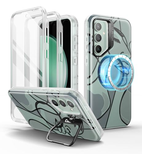 SURITCH Magnetisch Hülle für Samsung Galaxy S23 FE, stoßfeste Schutzhülle Magnetische Handyhülle mit eingebautem Displayschutz und Kameraständer Einstellbarer Kickstand(grün) von SURITCH